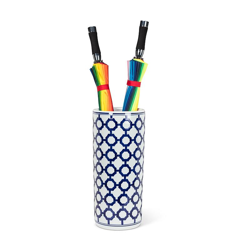 Lattice Pattern Blue and White Umbrella Stand