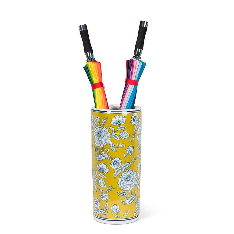 Brocade Pattern Yellow and Blue Umbrella Stand