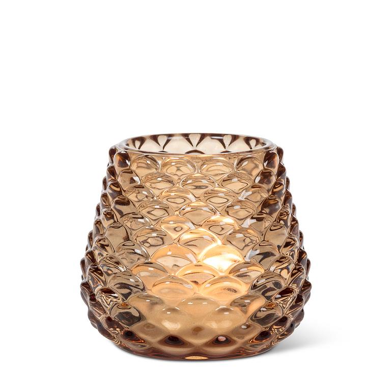 Small Pinecone Tealight Holder in Amber