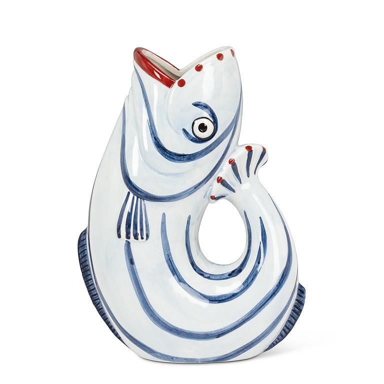 Blue Stripe Fish Jug