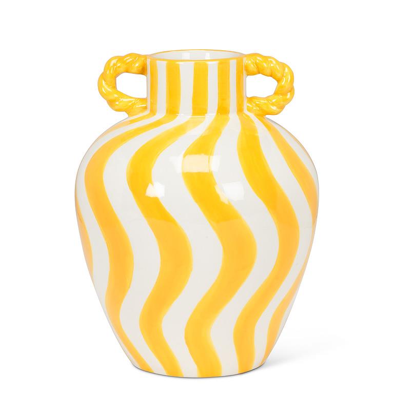 Yellow Stripe Urn Vase