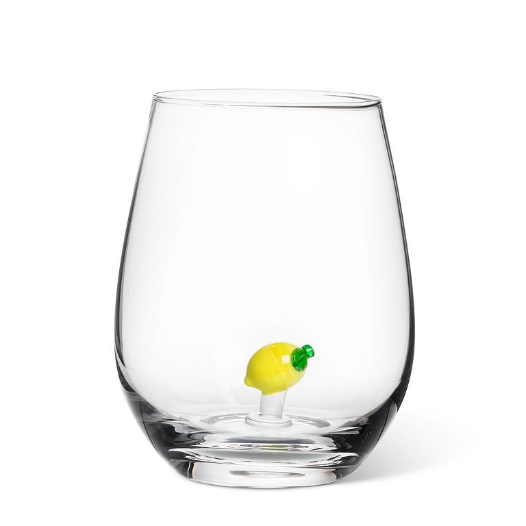 Lemon Icon Stemless Wine Glass