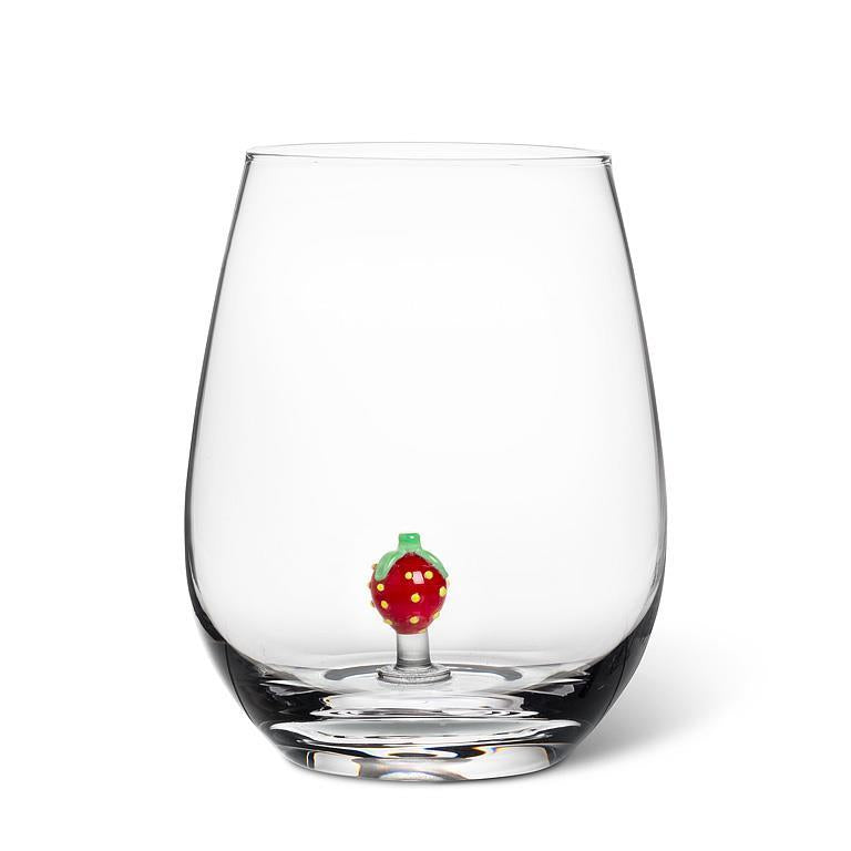 Strawberry Icon Stemless Wine Glass
