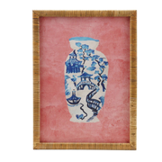 Rattan Framed Chinoiserie Vase B