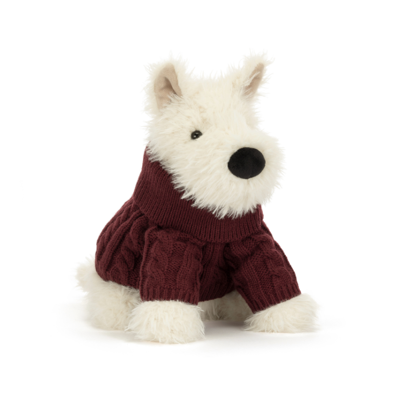 Jellycat Munro Scottie Dog in Winter Jumper Outfit