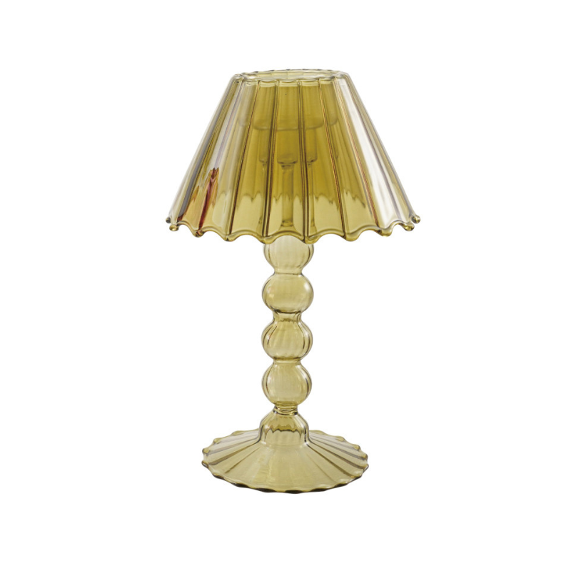 Glass Scalloped Table Tealight/Taper Holder in Green