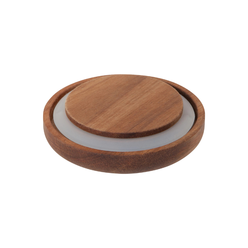 Medium Acacia Wood Glass Jar
