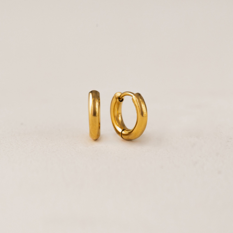 Waterproof Tube 10mm Huggie Gold Earrings by Lover's Tempo