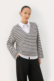 Nahni Pullover in Navy Natural Stripe