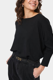 Mila Roundneck Pullover in Black by Saint Tropez