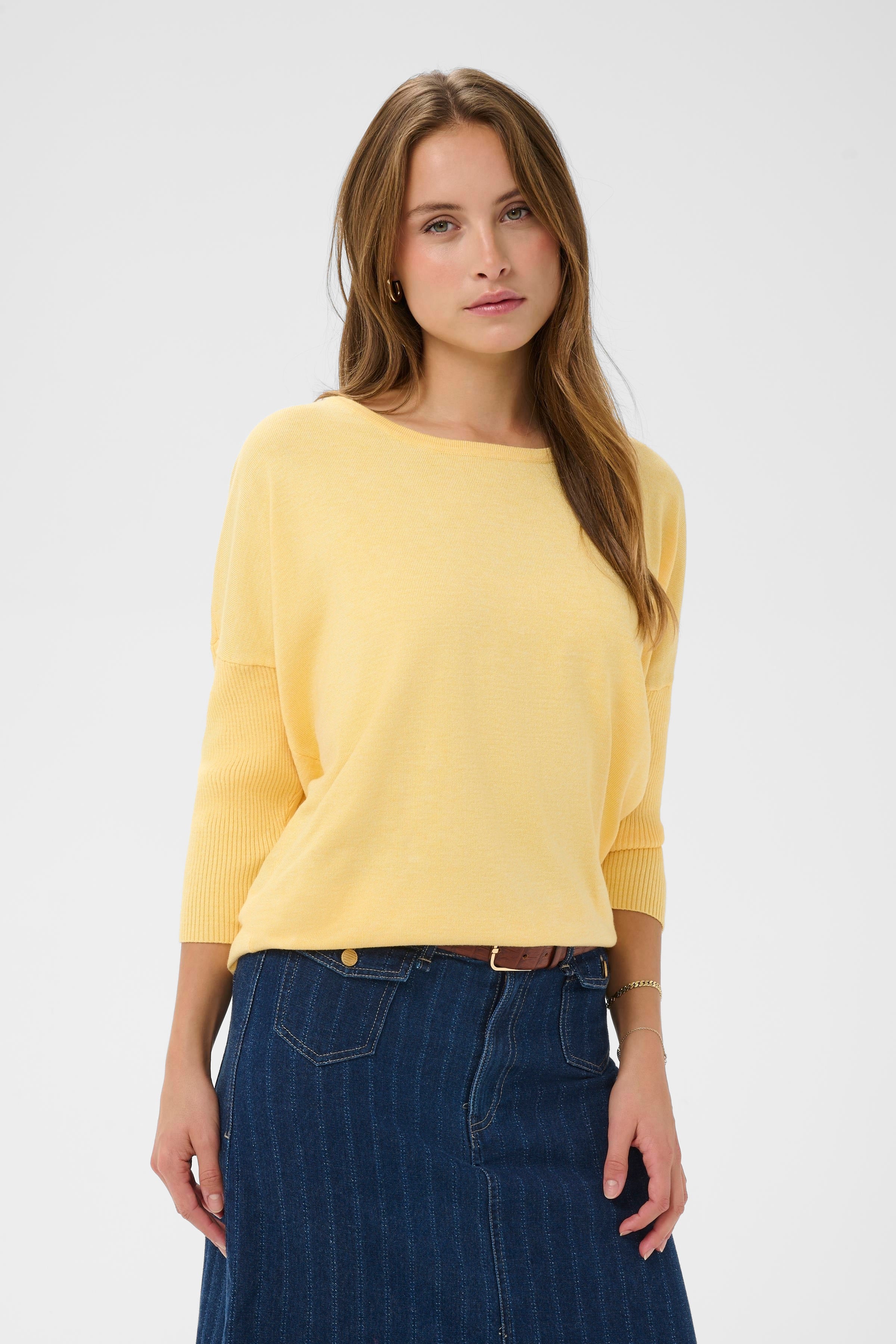 Mila Roundneck Pullover in Lemon Drop Melange by Saint Tropez