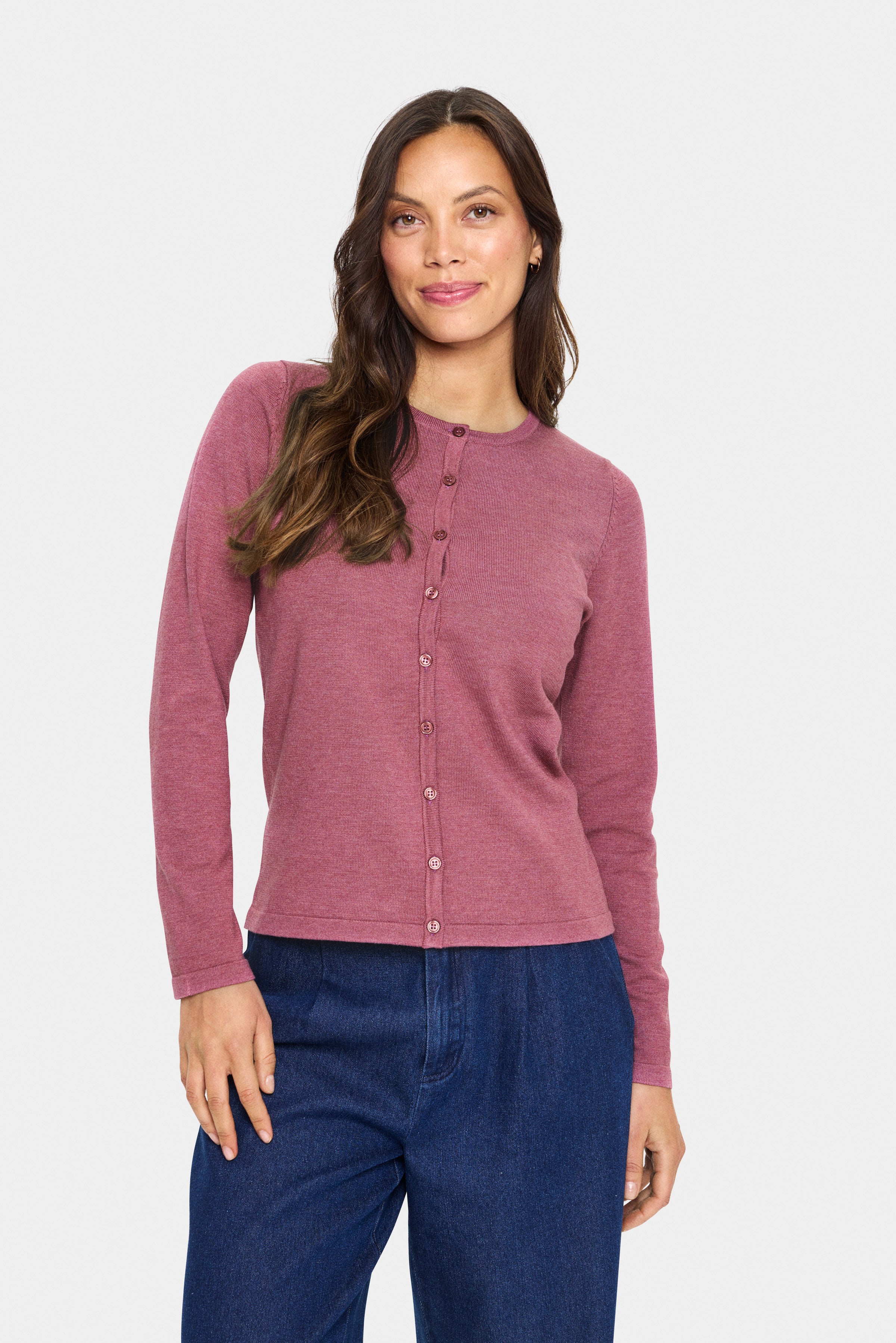 Mila Turtleneck in Red Violet Melange by Saint Tropez