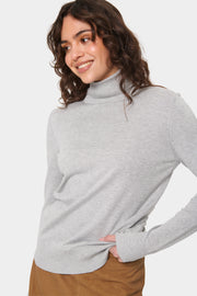 Mila Turtleneck in Pearl Grey Melange by Saint Tropez