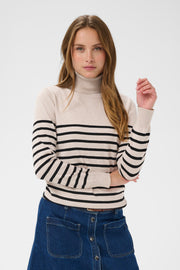 Mila Turtleneck in Grey Morn Mila Stripe by Saint Tropez