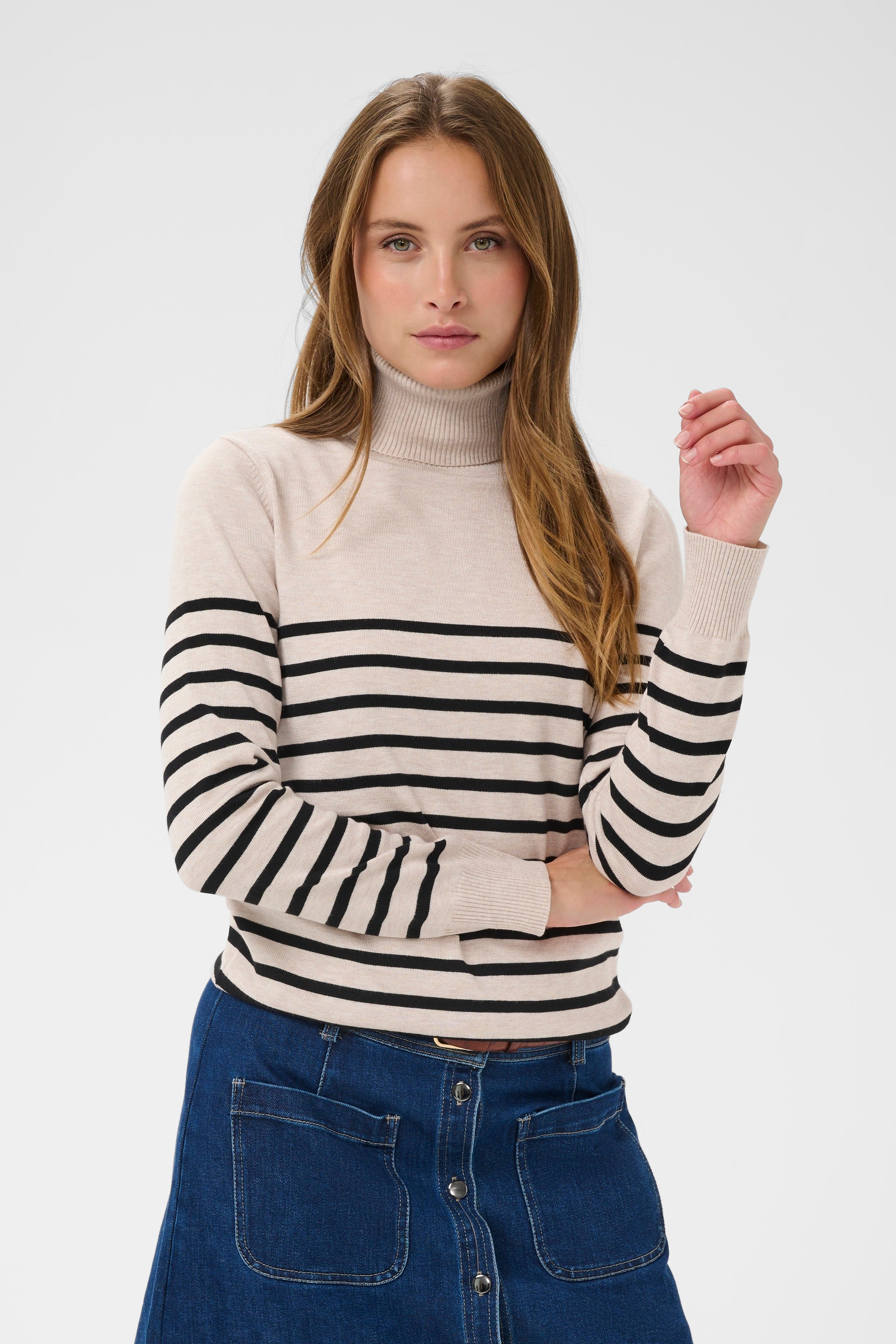 Mila Turtleneck in Grey Morn Mila Stripe by Saint Tropez