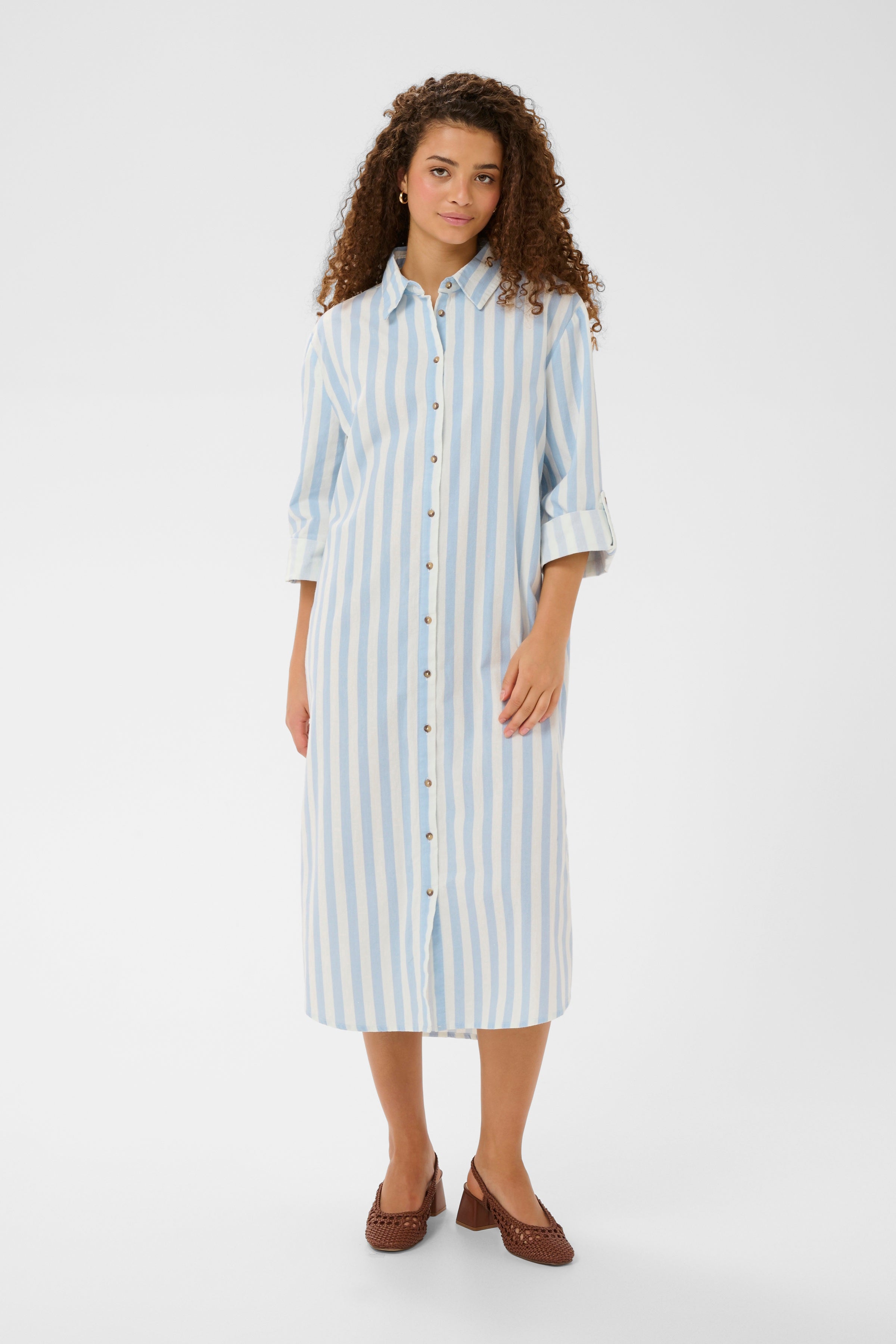 Zalinda Shirt Dress in Skyway Ice Stripe by Saint Tropez