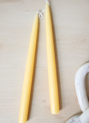 Pair of 12" Danish Taper Candles  -  Pastel Yellow
