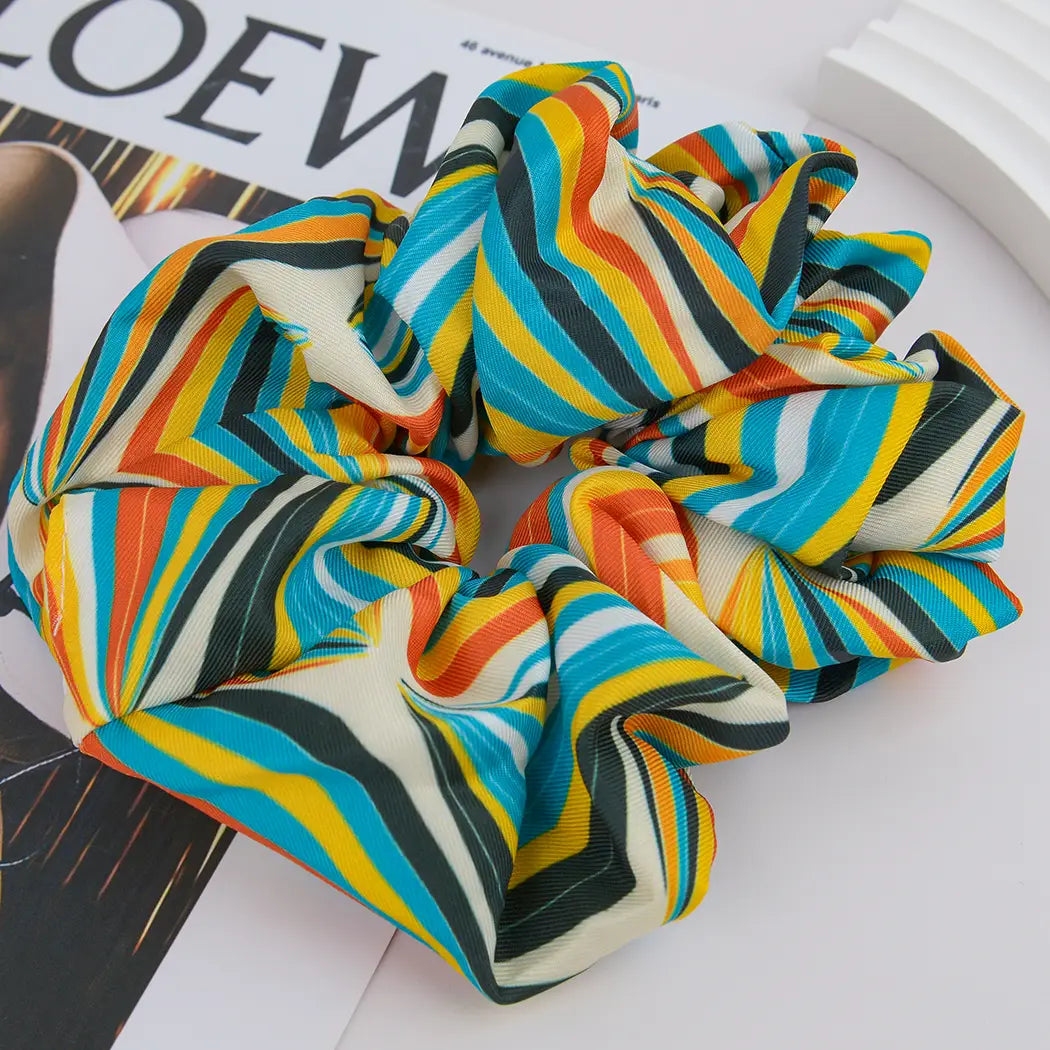 Vintagw Floral Print Soft Scrunchie - E