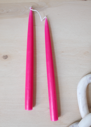 Pair of 12" Danish Taper Candles  -  Light Cherise