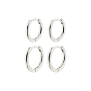 Leaf 2-in-1 Hoops Set in Silver by Pilgrim