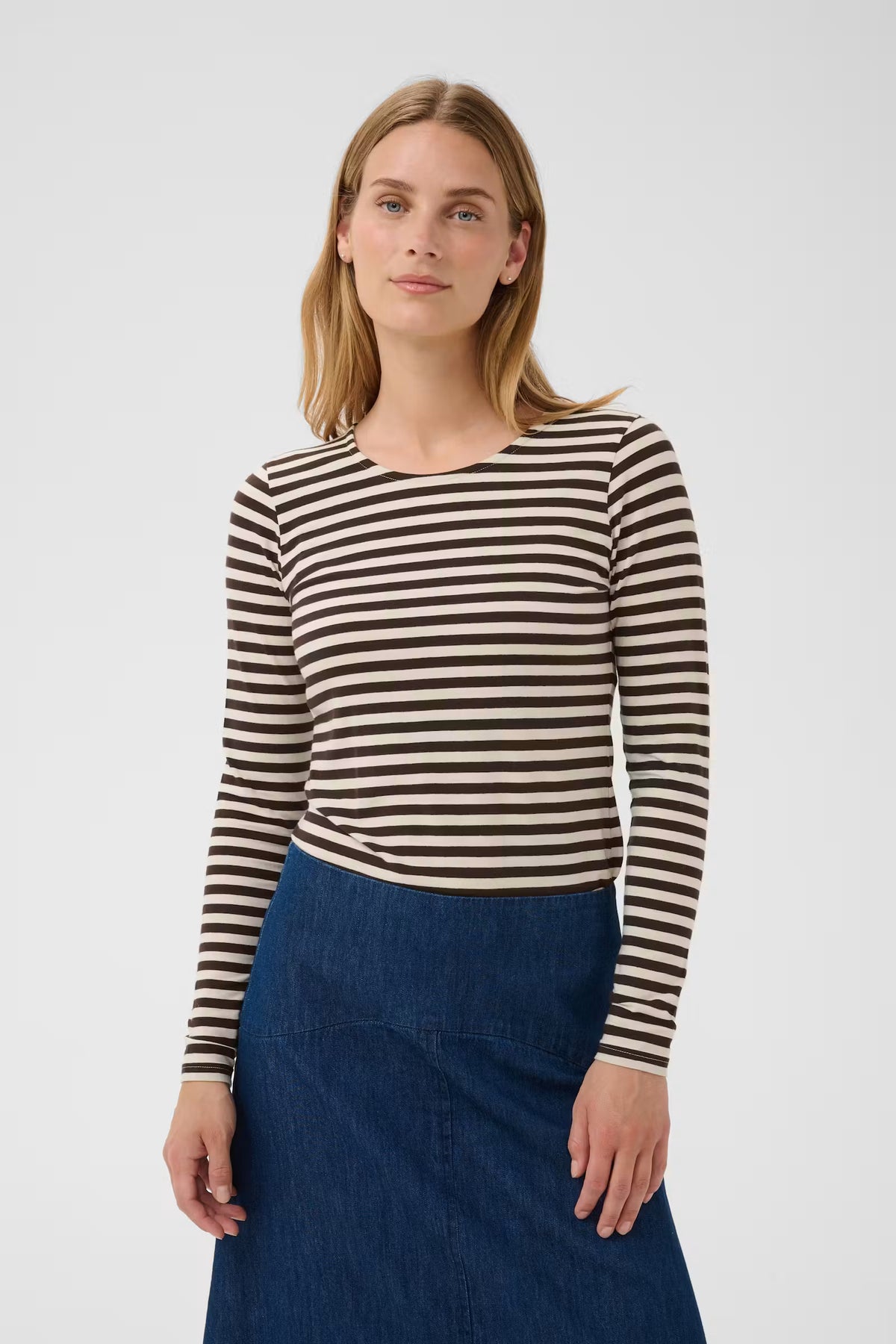 Nemajas Long Sleeve Tee in Mole Stripe by Part Two