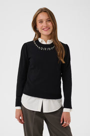 Temma Pearl Pullover in Black by Saint Tropez