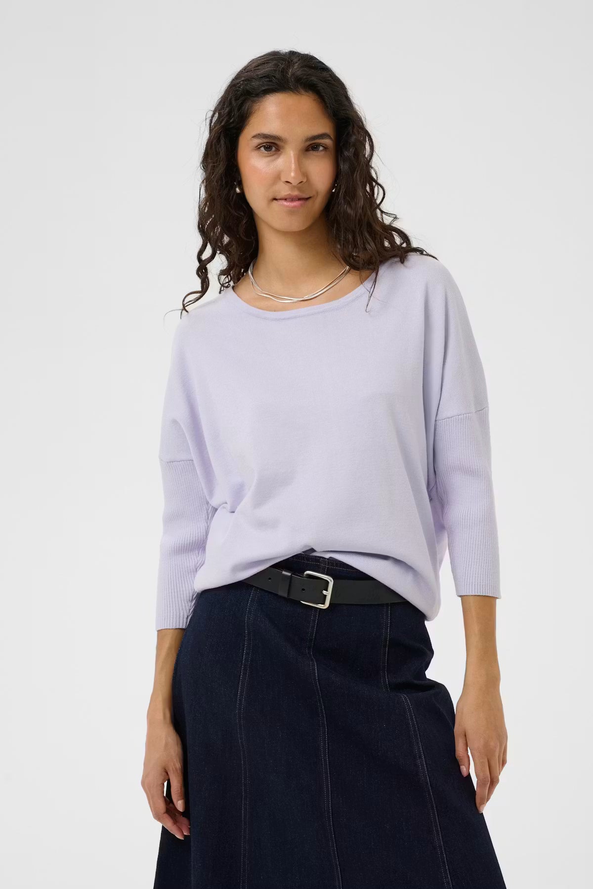 Mila Round Neck Pullover in Misty Lilac by Saint Tropez