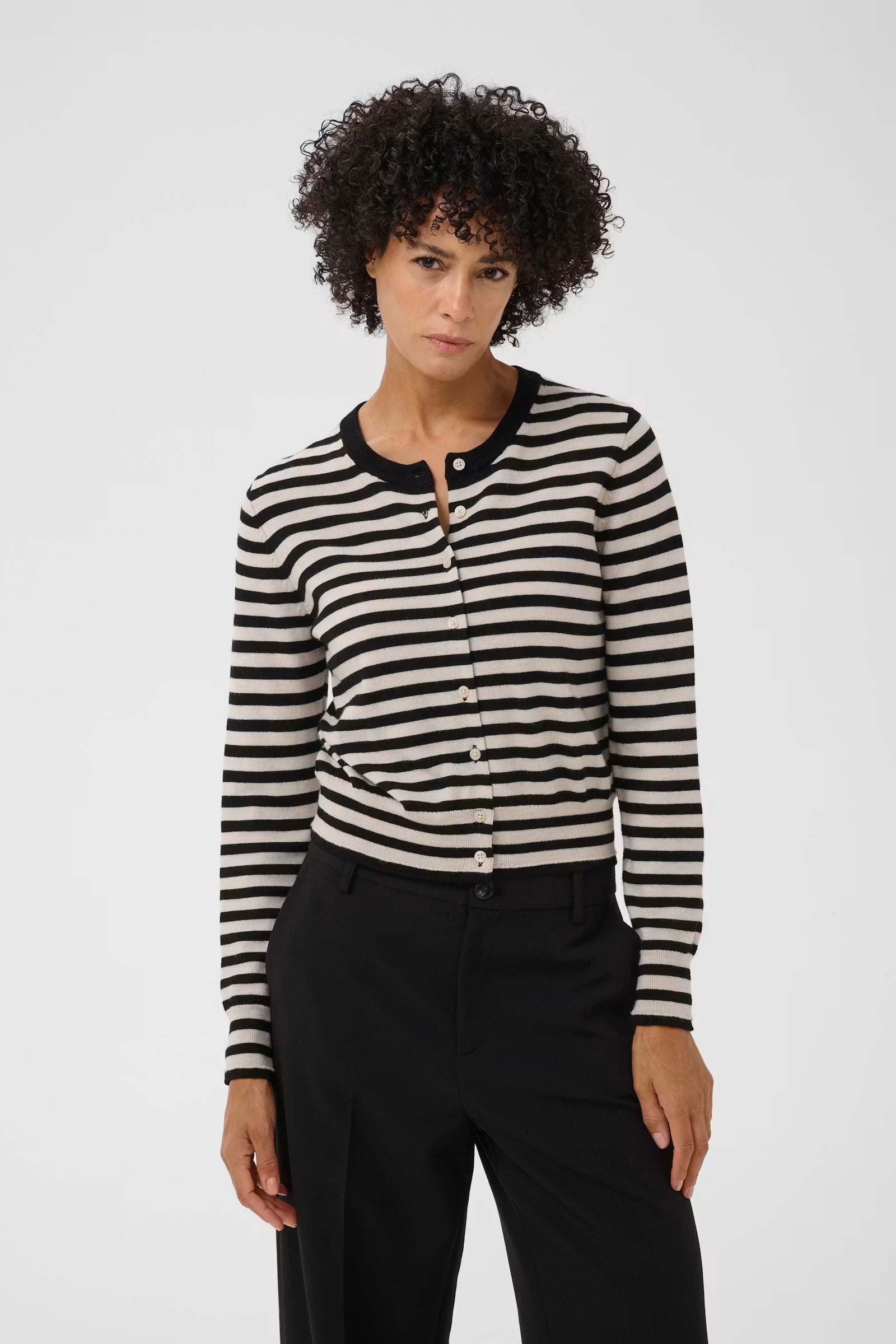 Noelani Wool Cardigan in Natural Stripe by Part Two