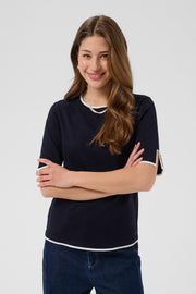 Mila Contrast Stripe Short Sleeve Pullover in Nightsky Ice by Saint Tropez