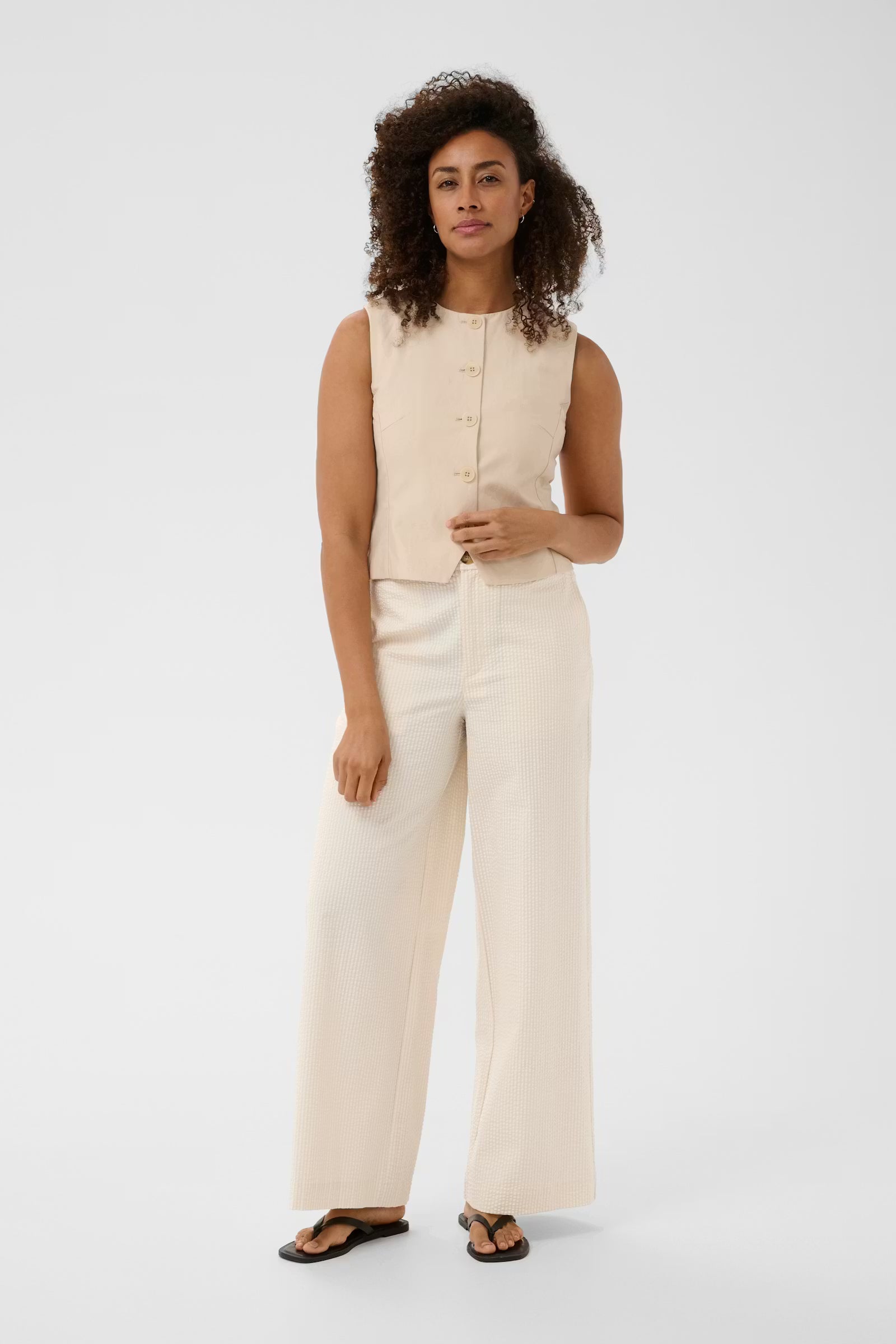 Brita Pant in Whisper White Stripe by Part Two