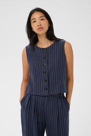 Azania Vest in Blue Nights Pinstripe by Part Two