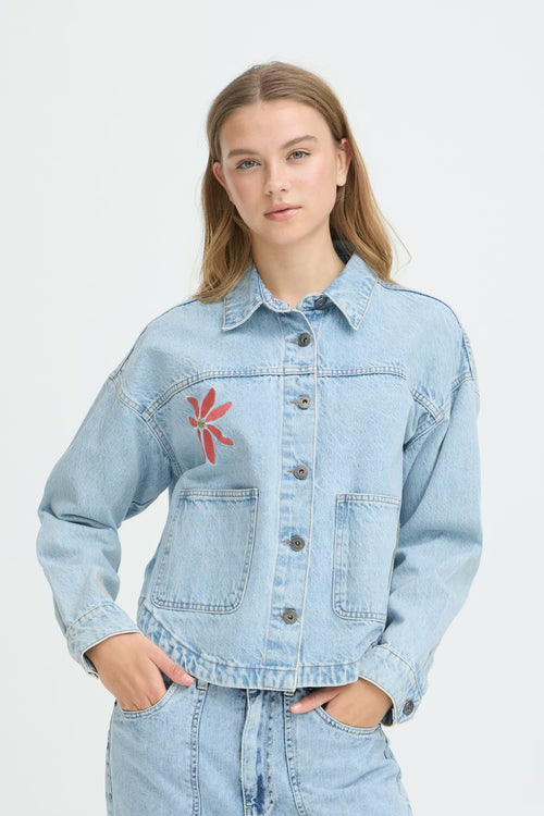 Bauve Jacket in Light Blue Washed by ICHI