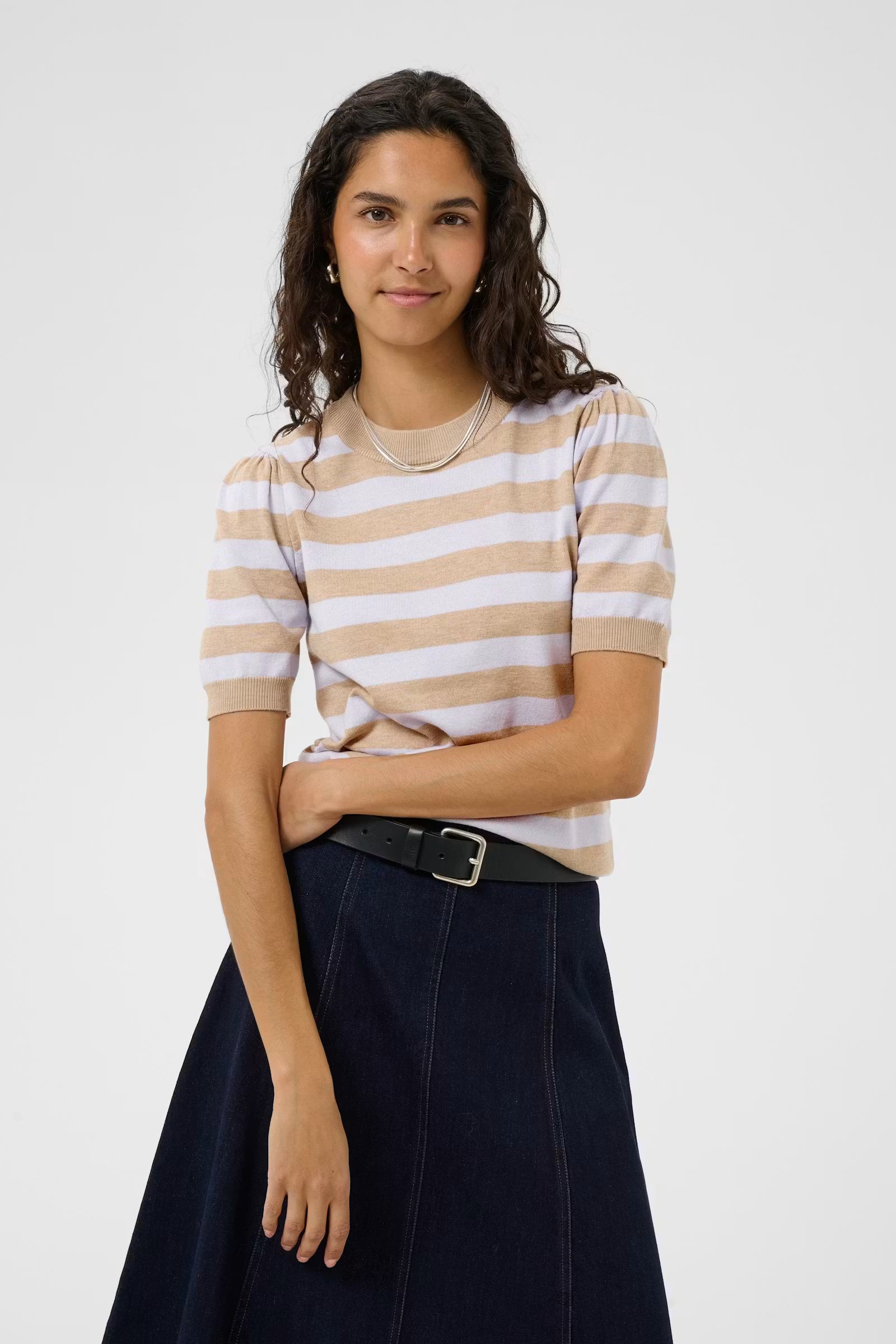 Mila Short Sleeve Block Stripe Pullover in Lilac Savannah by Saint Tropez