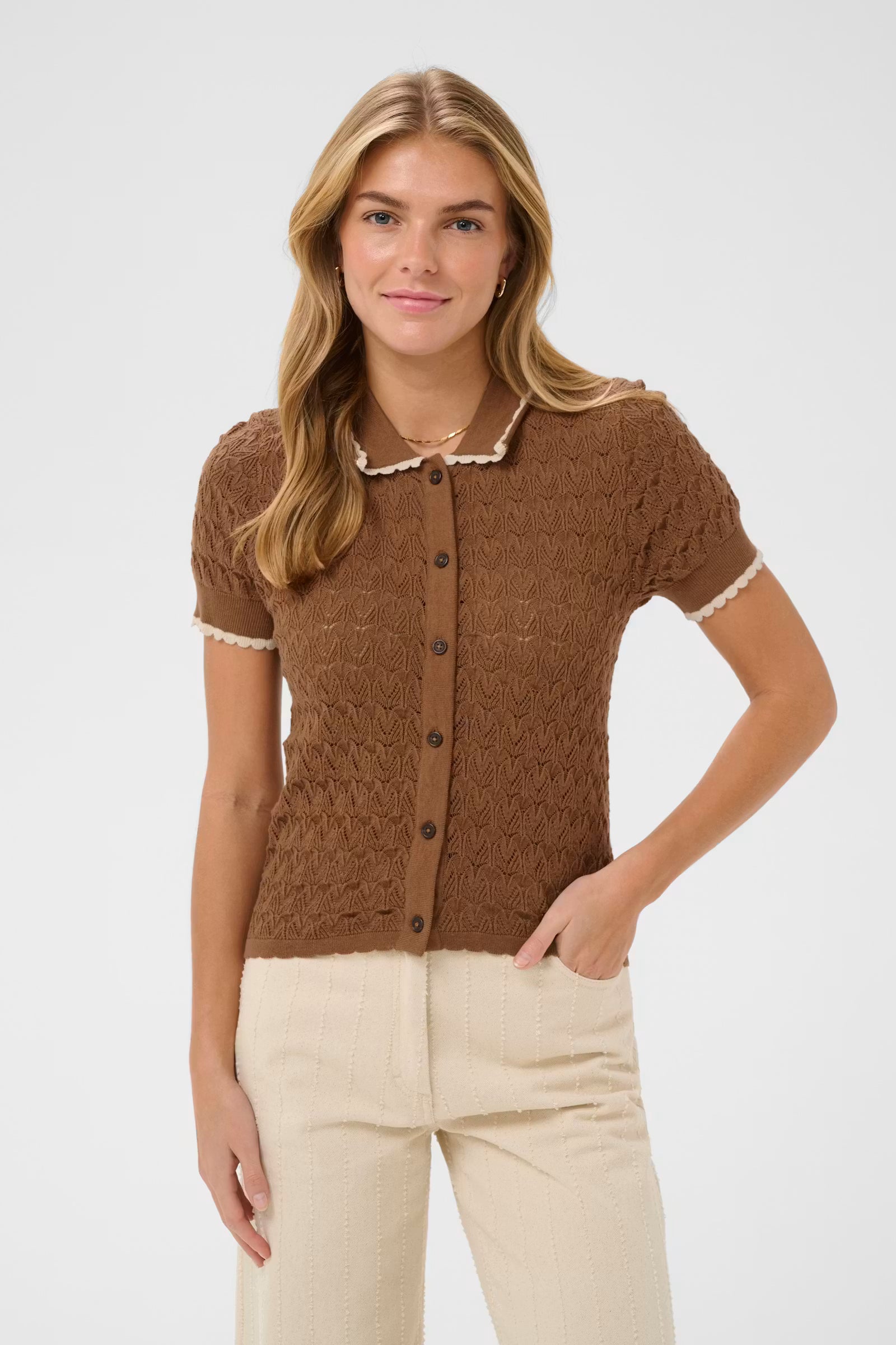 Ronette Polo Cardigan in Toasted Coconut by Saint Tropez