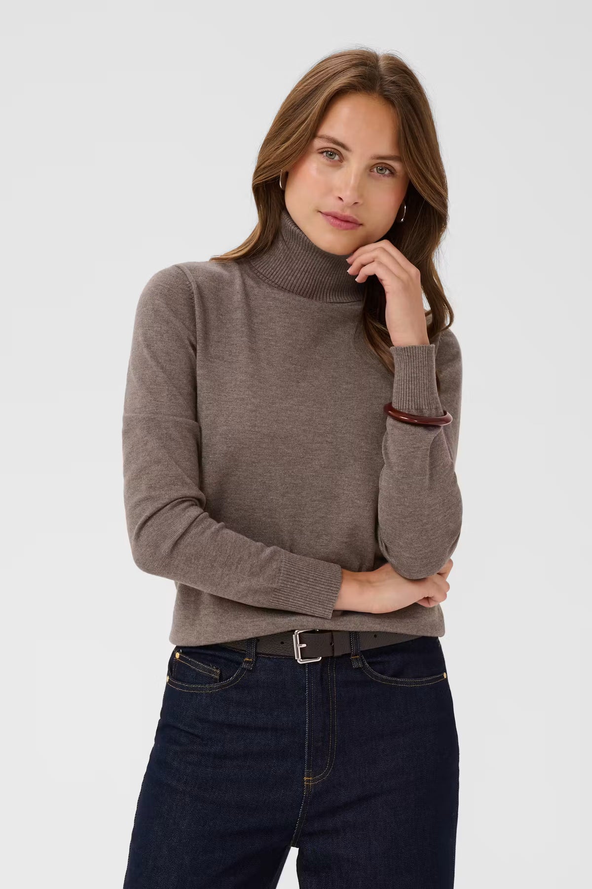 Mila Turtleneck in Mink Melange by Saint Tropez