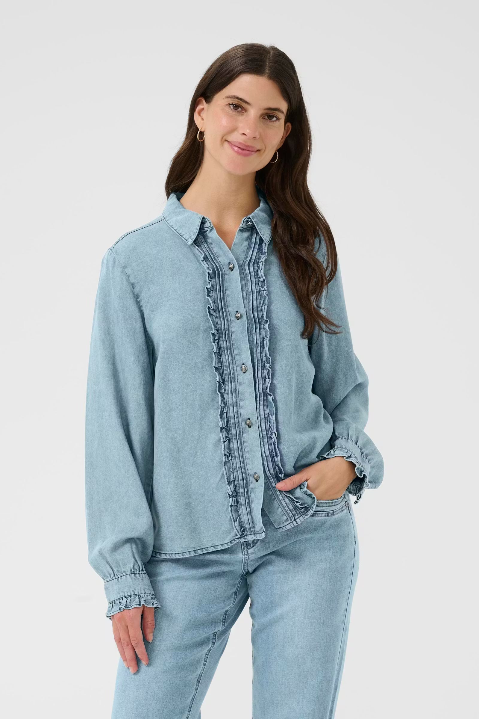 Ellie Blouse in Seattle Mid Blue Denim by Cream