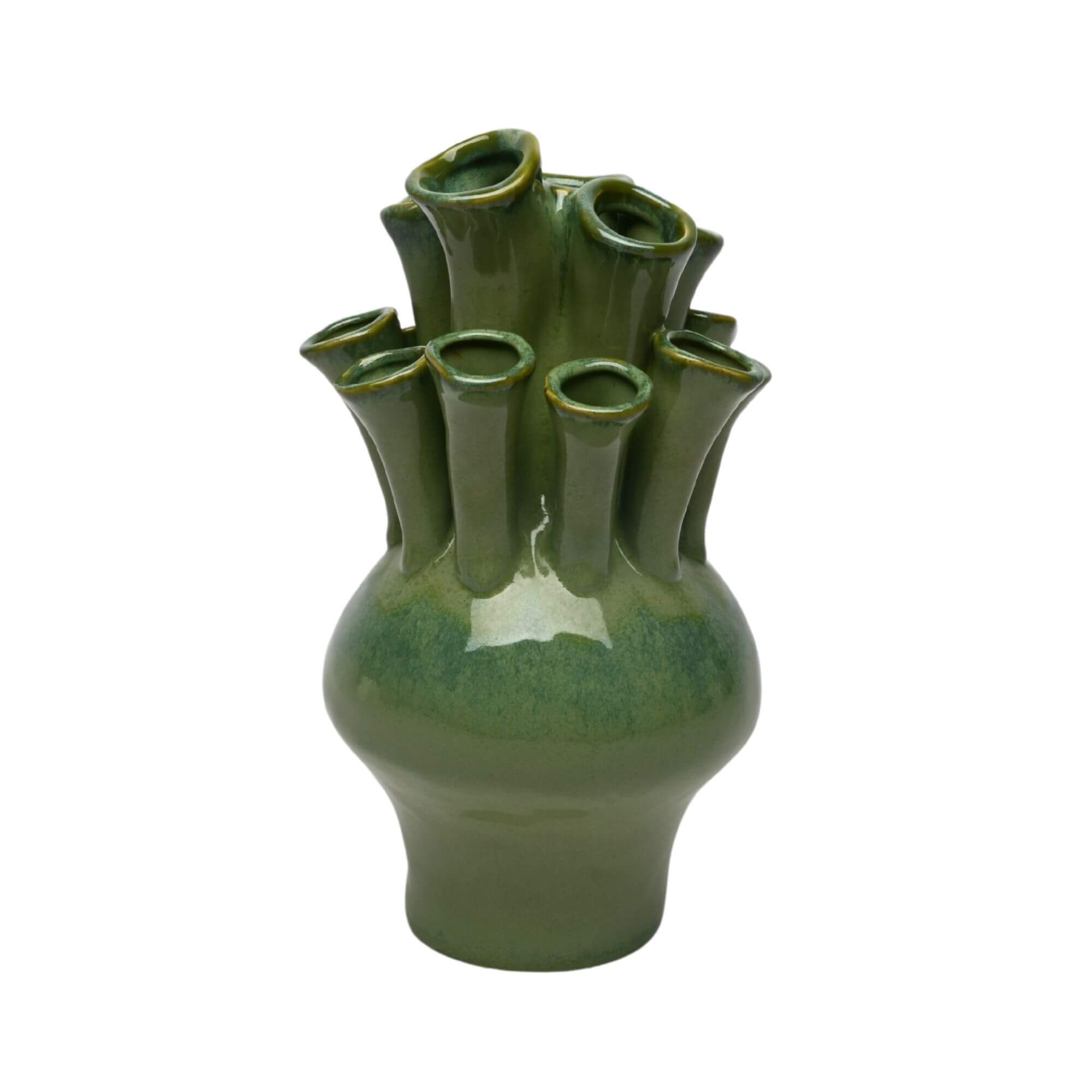 Green Multi Stem Ceramic Vase