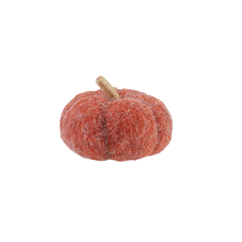 Orange Felt Pumpkin With Jute Stem