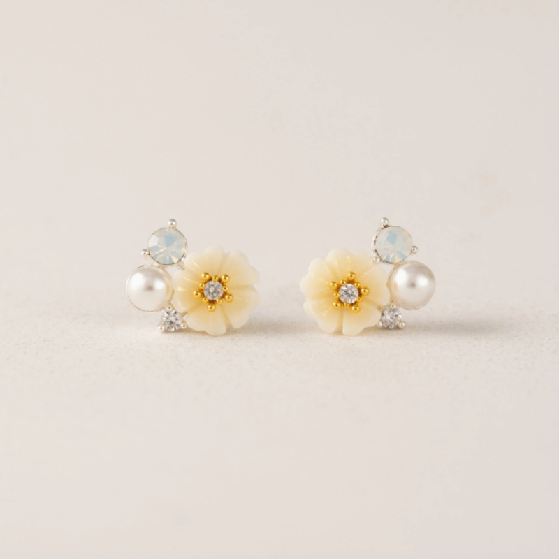 Sweetpea Stud Earrings in Ivory by Lover's Tempo