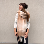 Ella Blanket Scarf in Camel & Cream by PNYC
