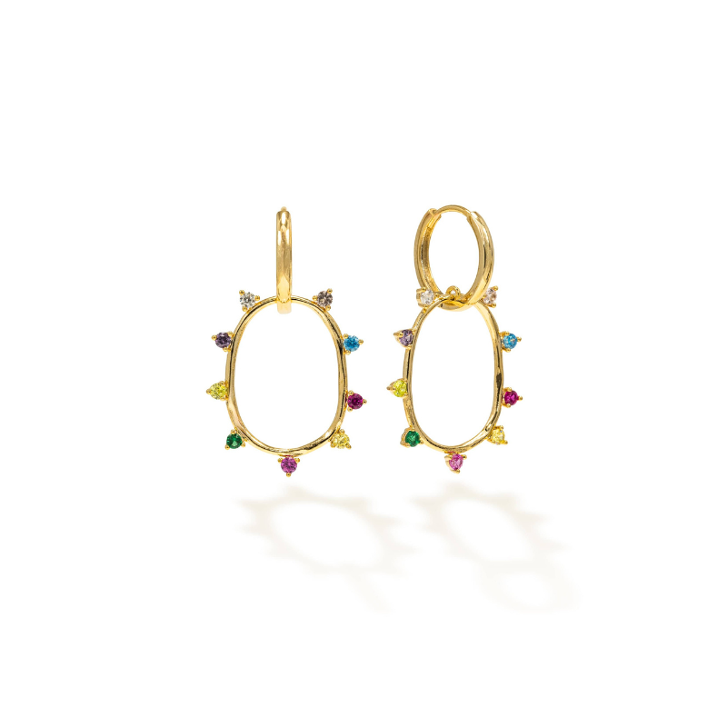 Circa Oval Drop Hoop Mixed Earrings by Lover's Tempo