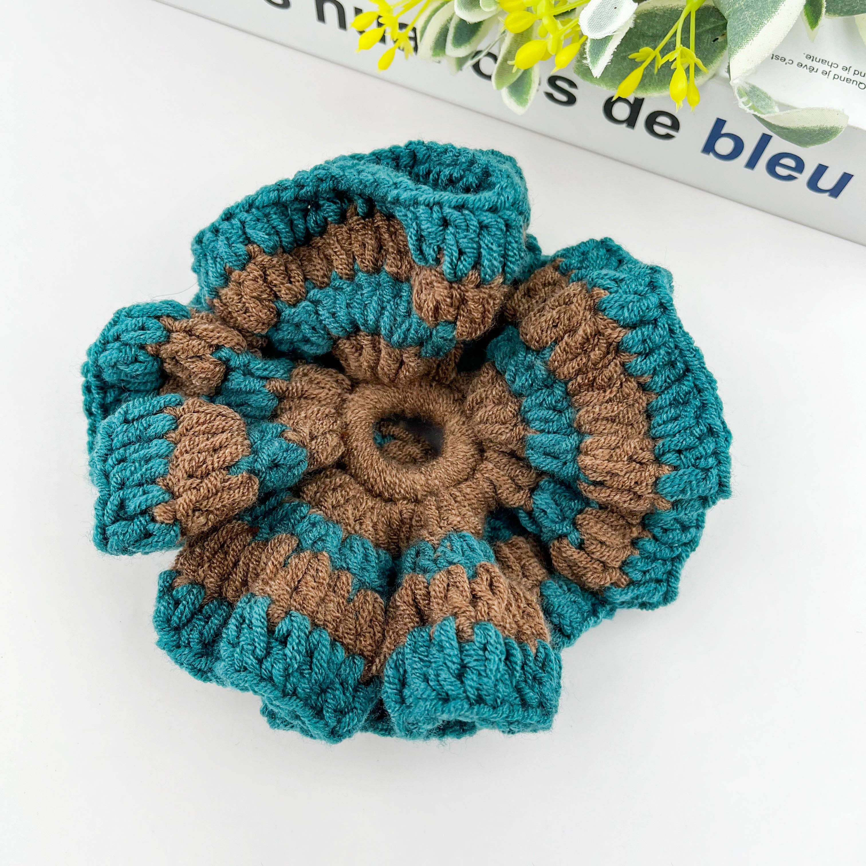 Hand Crocheted Scrunchie in Brown