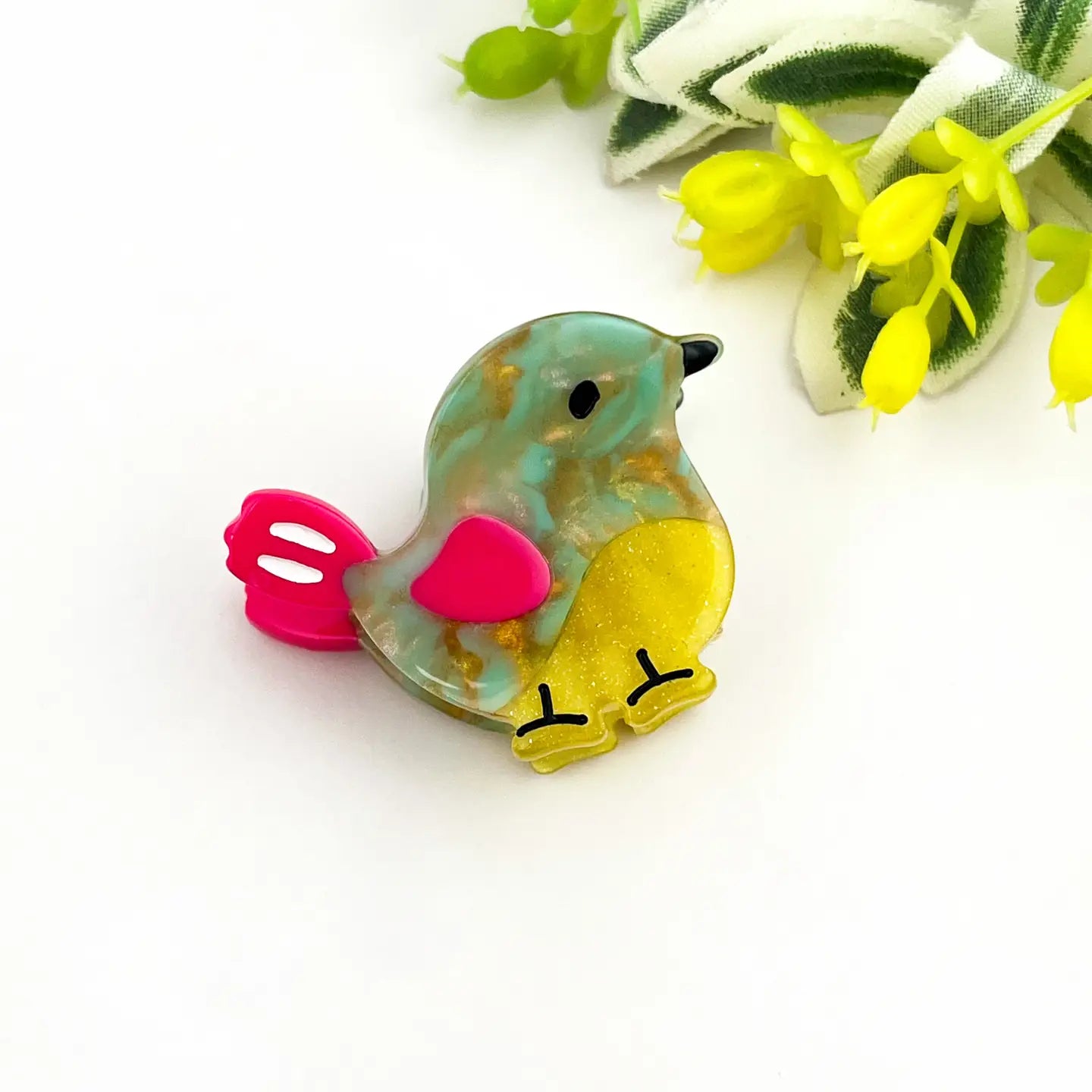 Mini Bird Hair Claw Clip in Yellow