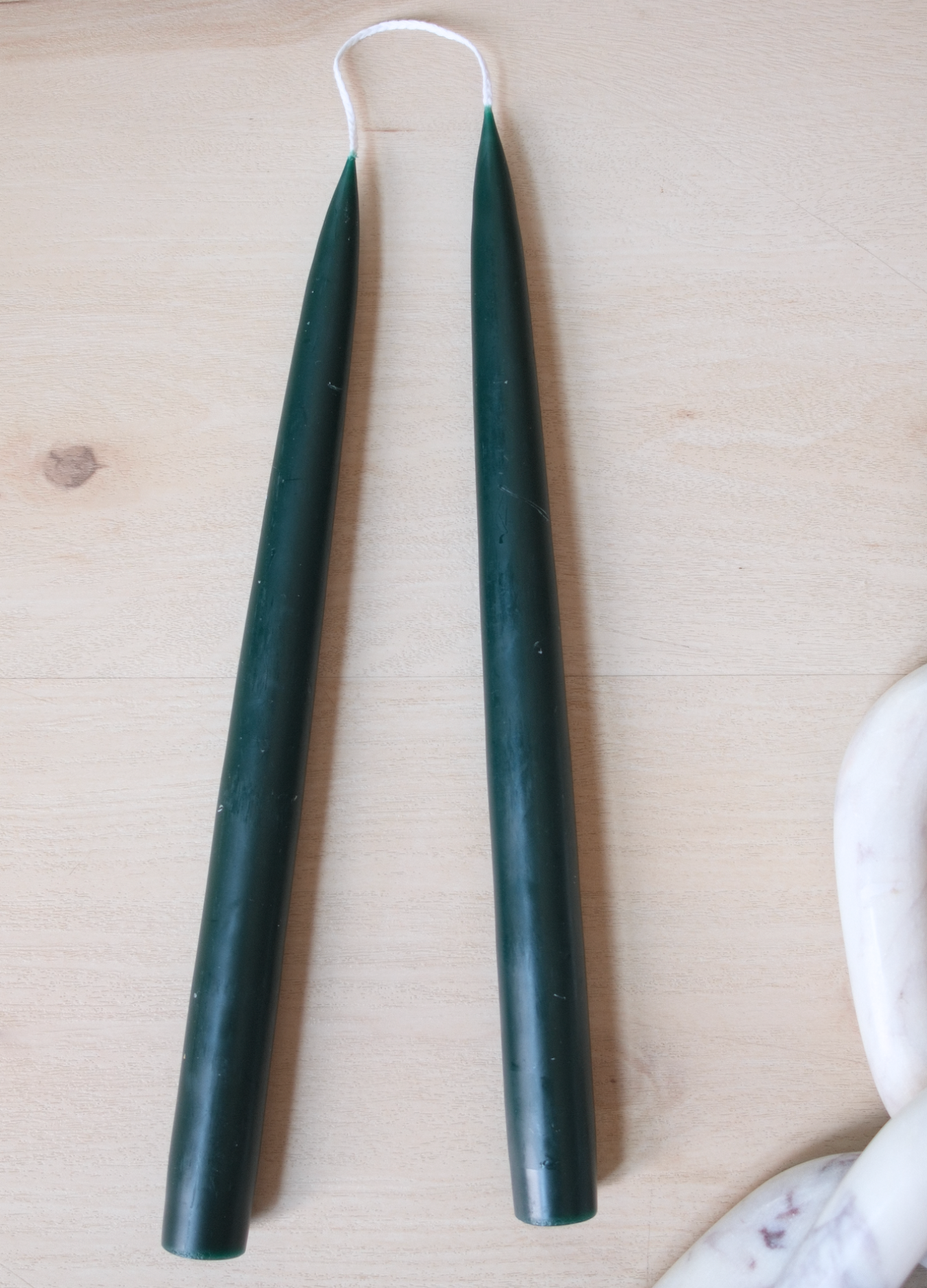 Pair of 12" Danish Taper Candles  -  Forest Green