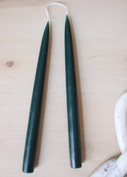 Pair of 12" Danish Taper Candles  -  Forest Green