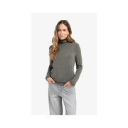 Heavyweight Jersey Turtleneck in Dark Taupe Grey Melange by YAYA