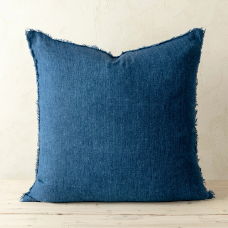 Lina Linen Pillow in Cobalt 24"
