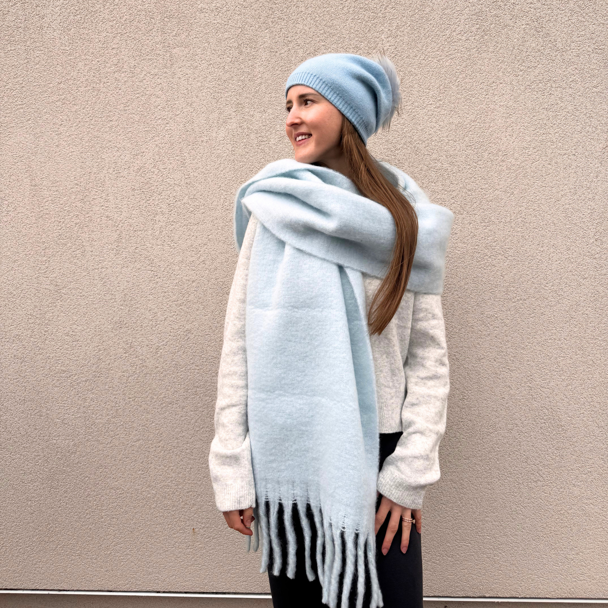 Ella Blanket Scarf in Blue by PNYC