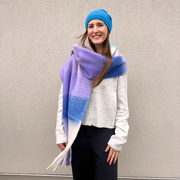 Ella Blanket Scarf in Violet, Blue & White by PNYC