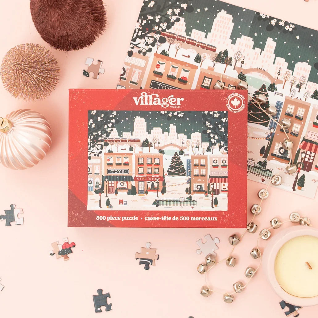 500-Piece Villager Puzzle Small Town Holiday